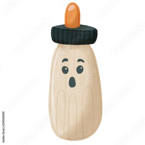 Cute Ghost Candle Halloween Clipart with Orange Flame