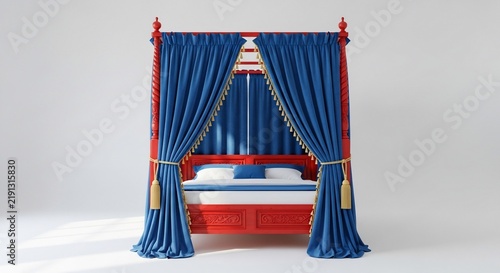 Regal Canopy: A meticulously detailed 3D creation, bathed in soft, even light, evoking a sense of quiet grandeur.