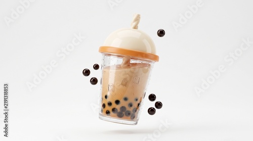 Cute Halloween Boba Milk Tea Cup with Floating Tapioca Pearls