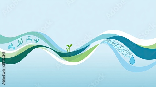 Abstract Waves Representing Environmental Elements and Growth.