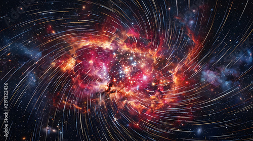 Cosmic nebula with glowing star cluster