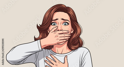 Surprised Woman Covering Mouth in Shock Expression