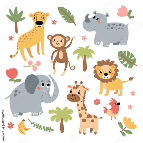 Cute vector african animals collection