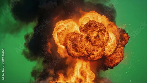 Large Explosion with Fireball and Smoke Plume