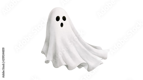 Cuadro en lienzo White sheet ghost with black eyes and open mouth expression