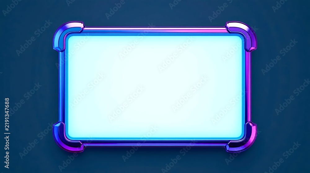 Fototapeta premium Neon frame glows with electric blue and purple hues