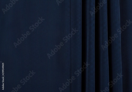 Deep dark navy blue fabric texture with vertical pleats and soft shadows.