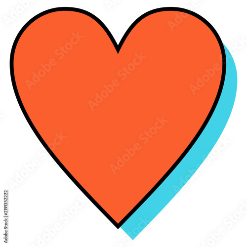 Bright heart illustration symbolizing love, affection, romance, compassion, friendship, emotional connection, care, and positive feelings with a vibrant offset shadow.