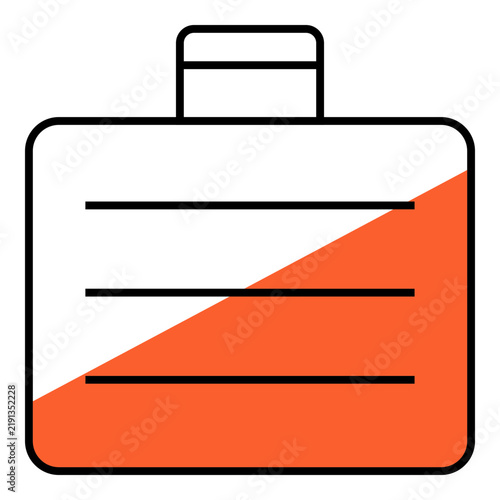 Travel Suitcase Icon with Orange Design and Three Horizontal Compartments