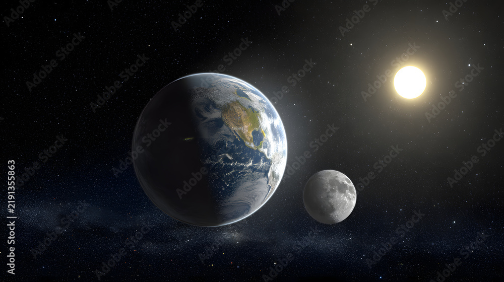 Fototapeta premium Earth and Moon