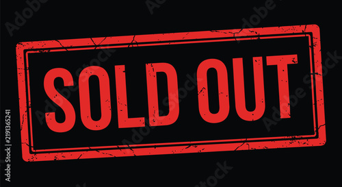 Red sold out stamp, grunge rubber seal, retail alert vector