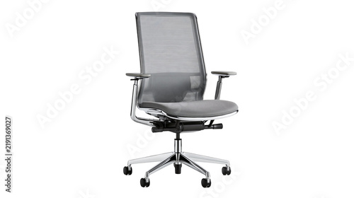 Cuadro en lienzo Modern grey mesh ergonomic office chair with chrome base and adjustable armrests