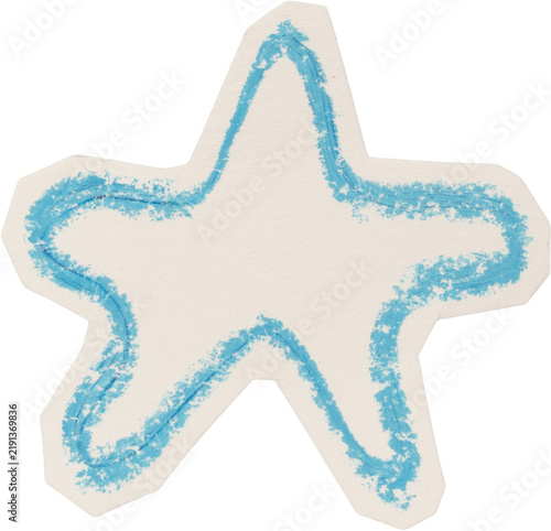 Blue And White Hand Drawn Chalk Star Doodle On Torn Paper