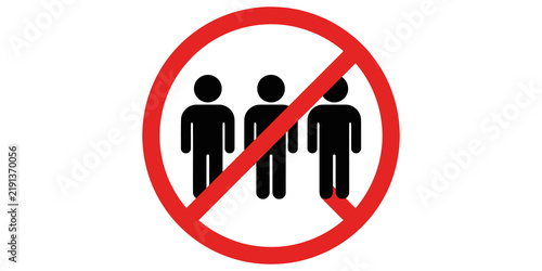 фотографія People group prohibition red circle sign with black silhouettes for restricted gatherings or occupancy limits