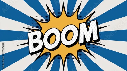 VIntage retro comics boom explosion crash bang cover book design with light and dots. Can be used for decoration or graphics. Graphic Art. Vector