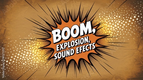 VIntage retro comics boom explosion crash bang cover book design with light and dots. Can be used for decoration or graphics. Graphic Art. Vector