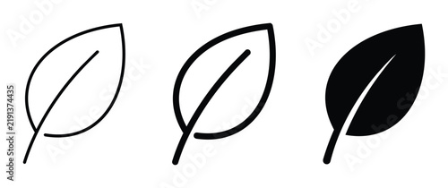 Simple Leaf Icons, Outline and Solid Fill Vector Graphics, Nature and Ecology Symbols