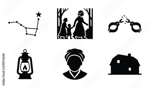 фотографія Underground Railroad Icons: Constellation, Family, Broken Shackles, Lantern, Wom