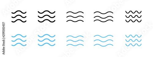 Water Waves Symbol featuring simple wavy lines, water flow graphics, sea ripple imagery, clean water concepts, minimalist signs, and modern pictogram design vector