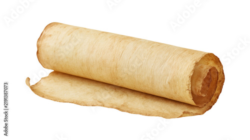 Canvastavla Rolled antique parchment paper scroll with rough edges