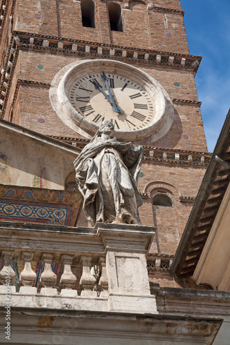 Rome - The detail of facade Santa Maria in Trastevere basilica