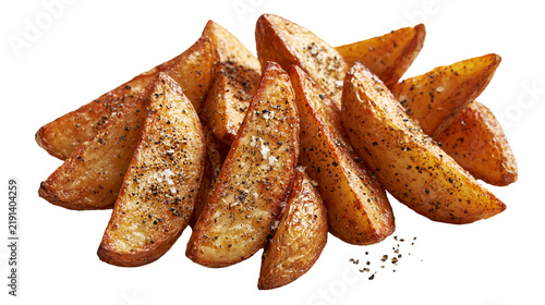 Картината върху платно Crispy golden roasted potato wedges seasoned with black pepper and sea salt