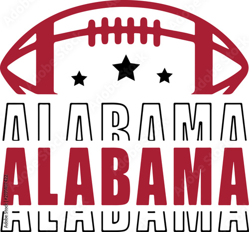 Alabama Football Typography SVG Crimson Crimson White Game Day Vector T-Shirt Cut File