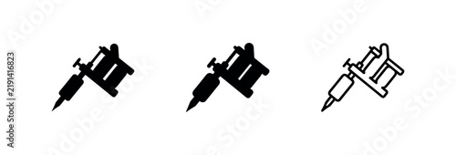 Принти на полотні Tattoo Machine Gun Equipment Icons Set