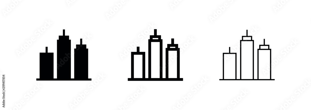 Obraz premium City Skyline Silhouette Icons for Urban Architecture and Metropolitan Designs