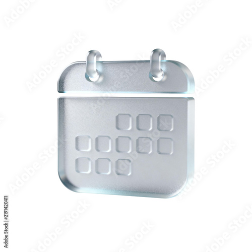 [Transparent Background PNG]3D Glass Calendar Icon with Monthly Grid