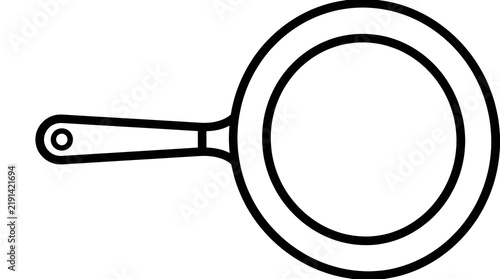 Cast Iron Skillet and Frying Pan Vector Line Art Icon