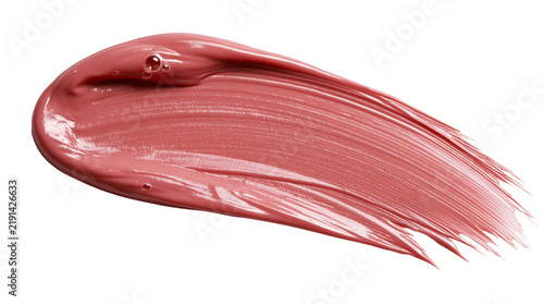 Fotografía Mauve pink liquid lipstick smear with glossy texture and air bubbles