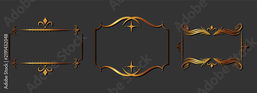 Line ornament wedding with decoration game luxury and border frame gold. Western card label with divider tarot illustration and banner luxurious collection. Business element separator.