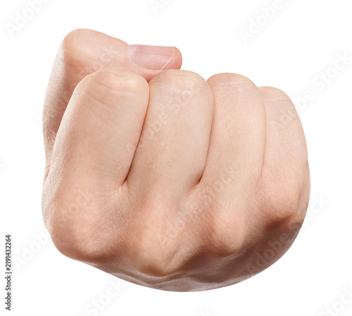 Fotografie Clenched hand fist showing strength and power gesture, isolated on transparent c
