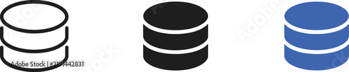 Foto Database icon set outline solid blue data storage server hosting information sys