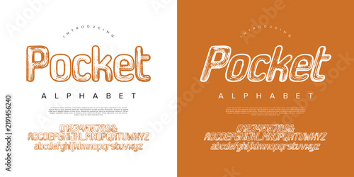 Pocket Alphabet rounded sketchy bubble font style lettering vector illustration design element
