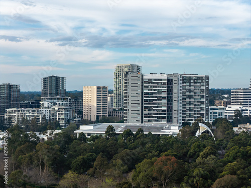Quadro su tela Modern apartment towers emerging above a Sydney business precinct, with resident