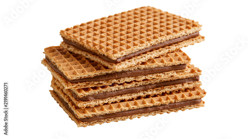 Fotografía Stacked rectangular chocolate wafer cookies with crispy textured grid pattern