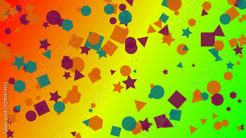 Foto Vibrant Abstract Background with Colorful Geometric Shapes Like Stars Circles an
