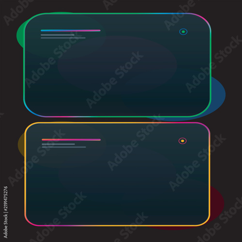 Two dark UI panels with neon gradient outline borders gradient interface template background minimalist navigation application abstract technology creative interactive component structure