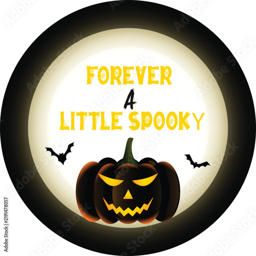 Spooky Halloween pumpkin with bats and moon Keywords: Halloween, pumpkin, jack-o-lantern, spooky