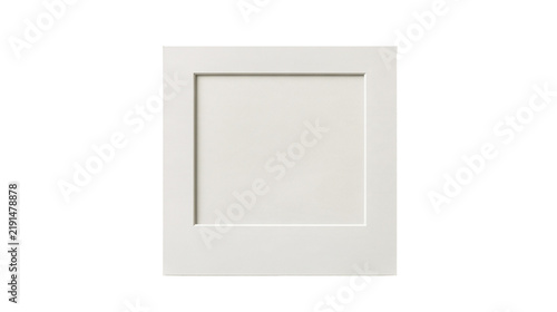 Square white cardboard picture frame mat with beveled inner edge