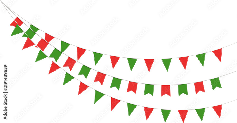 Fototapeta premium Red and Green Christmas Bunting Flags