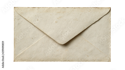 Vintage aged paper envelope with textured surface and triangular flap