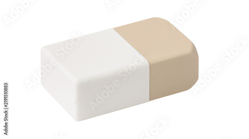 Rectangular dual color white and beige rubber eraser for pencil marks