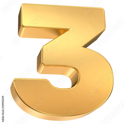 Gold 3D number three