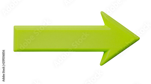 Bright lime green plastic arrow pointing to the right