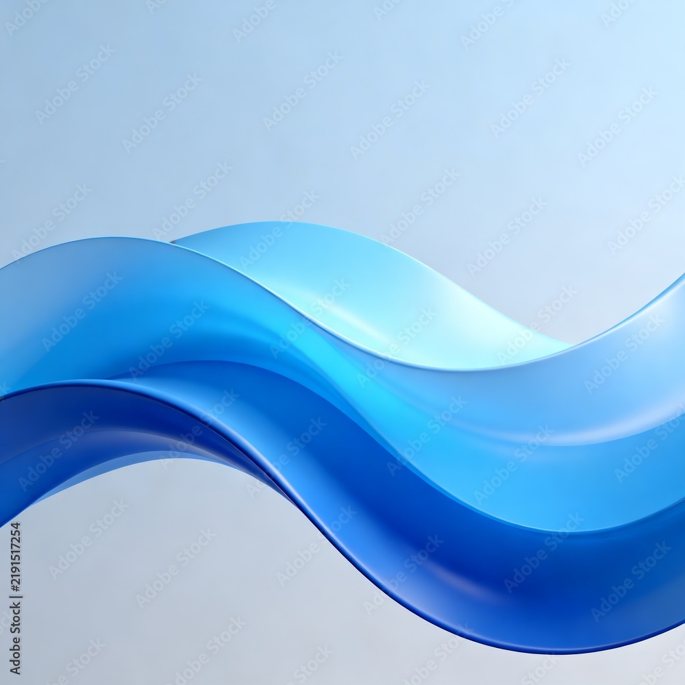 Fototapeta premium Smooth Flowing Blue Wave Abstract 3D Rendering