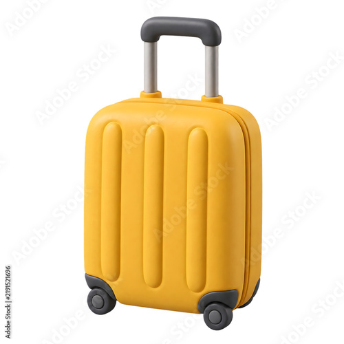 Принти на полотні Yellow carry-on suitcase with wheels and telescopic handle, 3D clay travel illus