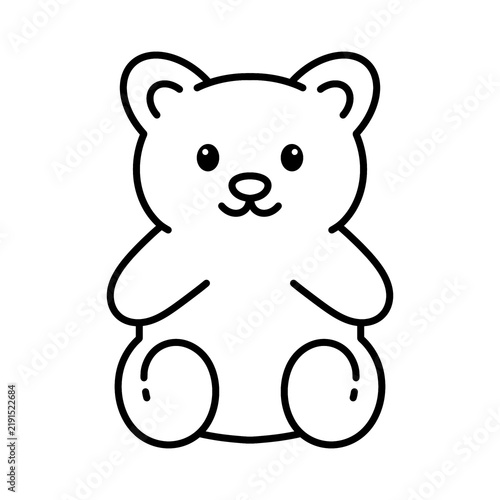Teddy bear line icon with cute design for graphic element template and kids coloring page